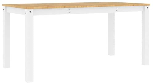 Kaorsrow Esszimmertisch Kiefer massiv 160×80×75 cm Honigwachs Weiss Modernes Design Robust & Langlebig für Küche Esszimmer Balkon Loft