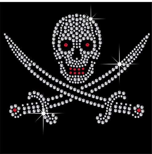 TShirt Showroom Skull and Sword Halloween Scary Hotfix Rhinestone Iron on Transfer Motif Applique