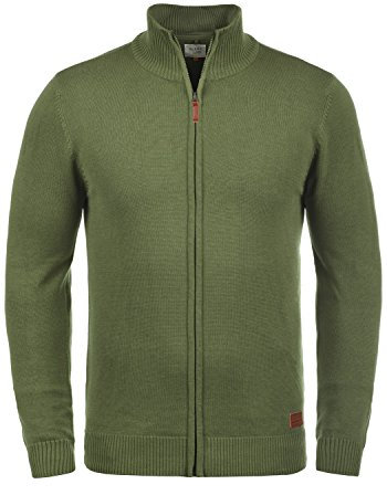 Blend BHNorman Herren Strickjacke Cardigan Feinstrick Pullover mit Stehkragen Reißverschluss Rippbündchen Baumwollmischung Regular fit, Größe:XL, Farbe:Burnt Olive (77011)