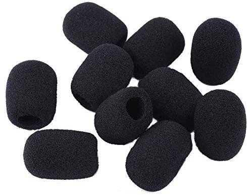 Lot de 10 housses de micro en mousse avec grille de protection du vent Noir