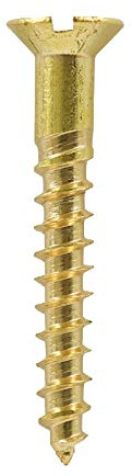 Solid Brass Slotted Countersunk Woodscrew ~ All Gauges & Sizes inc. 2,4,6,7,8,10 Screw (20, No.10 x 1.1/4)