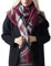 Damen Schal - Kariert übergroßer XXL Winterschal Deckenschal Weich Warm Herbstschal Kariert Karo Tartan Streifen Fransen Poncho, Plaid Schwarz Grau Rot B, M