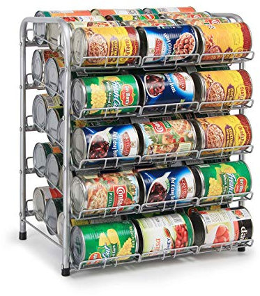 Kitchen Can Rack Stackable Silver Pantry Organizer (5-Tier)