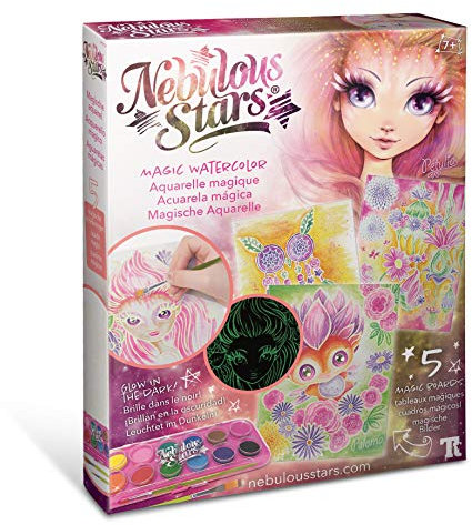 Kit Créatif Aquarelle Magique Petulia Nebulous Stars - Coffret Activité Manuelle pour Enfant - Atelier Loisirs Dessin Aquarelle pour Fille à partir de 7 ans - 5 Tableaux à Peindre Magic Watercolor