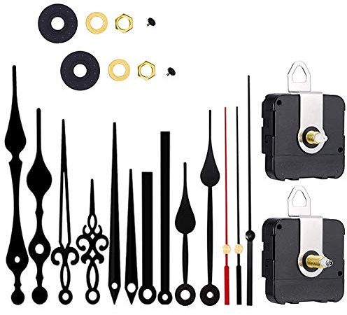 Aloneaka Silent Quartz Clock Movement, Long and Short Shaft with Hands Battery Powered, Wall Clock Mechanism Motor Replacement DIY Repair Parts