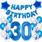 Blau Luftballon 30. Geburtstag Mann Deko - Folienballon, Party Dekorationen, Happy Birthday Girlande Banner, Geburtstagsdeko 30 Jahre - Ballon Deko für Männer
