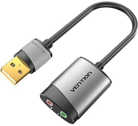 Vention Adaptador de audio de tarjeta de sonido externo de 3,5 mm, apto para Windows y MAC, convertidor USB 3.5 sin unidad PS4 portátil (auricular + micrófono)