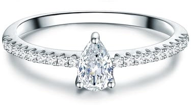 Trilani Damen Solitärring aus 925/- Sterling Silber mit Zirkonia Brillantschliff