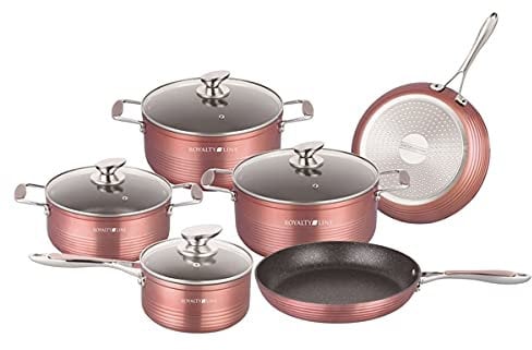 ROYALTY LINE, Plancha aus Aluminiumguss 36 cm, marmorierte Greblon-Antihaftbeschichtung, kompatibel mit Gas, Elektro, Keramik, Halogen, Induktion, Ofen, Farbe Marmor