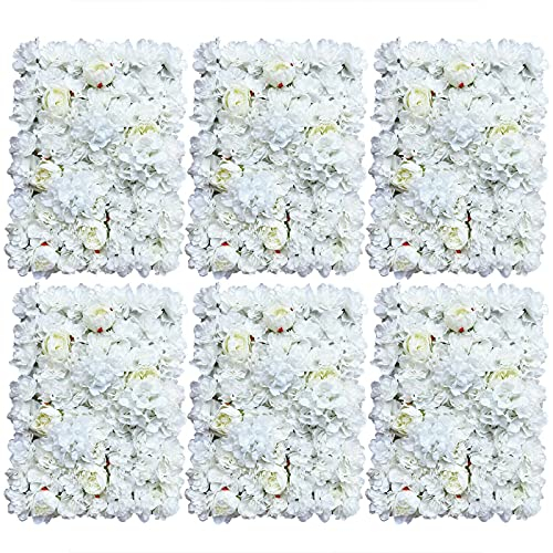 Futchoy 6/12 Stück Kunstblumen Wand Künstliche Blumenwand Rosenwand Hintergrund DIY Für Hochzeitsortdekor, Babyparty, Partei, Süßigkeitwand, Fotobereiche, Blumensäule, Hauptstraße (6 Weiß)