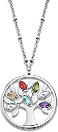 Cadena Con Colgante Árbol De La Vida De Acero Con Piedras De Colores De Lotus