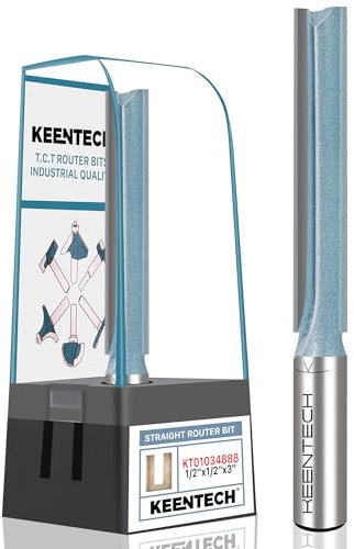 KEENTECH Double Flute Extra Long Straight Carbide Tipped Router Bit, 1/2''Cutting Diameter, 3''Cutting Depth, 1/2'' Shank(KT01034888)