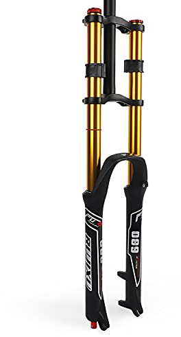 RUJIXU Mountainbike Vordergabel 26 27.5 29 Zoll Fahrrad Federgabel Doppelschulter MTB Downhill-Gabel Luftdruck Gerade Ultraleicht 2400g DH Fahrradstoßdämpfer Zugstufeneinstellung