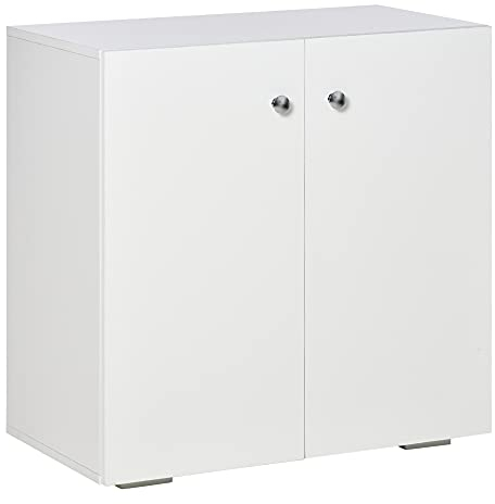 HOMCOM Aufbewahrungsschrank Mehrzweckschrank Kleiderschrank Wäscheschrank Kommode mit Fächer Türen Spanplatte Weiß 70 x 39 x 70 cm