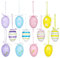 12Pcs Easter Eggs Decorations Hanging Ornaments Colorful Plastic Eggs Easter Tree Decor Kids School Home Office Egg Hunt Basket Stuffers Party Supplies