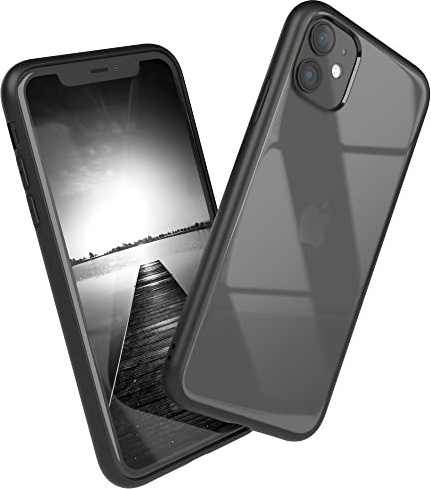 EAZY CASE Clear Hybrid Bumper Hülle kompatibel mit iPhone 11, Handyhülle mit Ultra Aufprallschutz, Stoßfest und Kratzfest, dünne Schutzhülle mit Kameraschutz, Slim Cover Handy Case, Schwarz