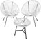 tectake® Set 2X Stuhl 1x Beistelltisch Acapulco, Gartenstuhl, Gartenstühle im Retro Design, Indoor und Outdoor Sessel für Garten, Wintergarten, als Terrassenstühle oder Balkon Sessel - weiß