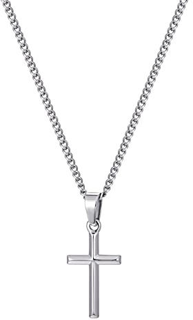 murtoo kette herren, halskette kette, kreuz kette, kreuzanhänger, edelstahl kette, geschenk herren(silber,S,60cm)