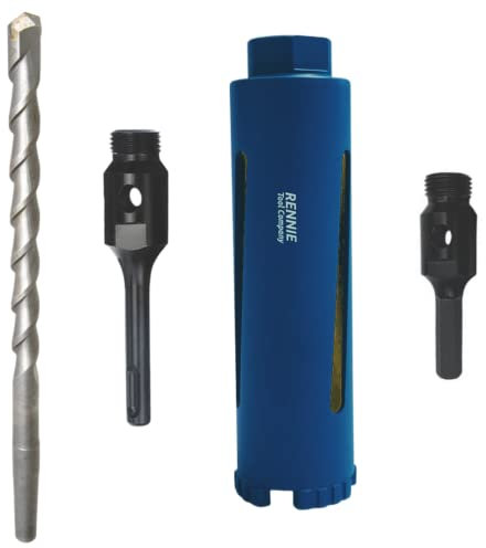 38mm x 150mm Long Diamond Core Drill Bit Set Includes SDS Adapter, Hex Shank Adapter & Centre Drill Bit. To Be Used In Concrete Masonry Brick Block Stone Granite Diamond Drill Bit Core Accessories