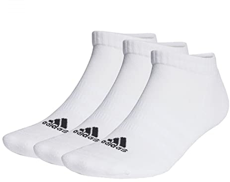 adidas Unisex Cushioned Low-Cut Socks 3 Pairs, White / Black, 4.5-5.5