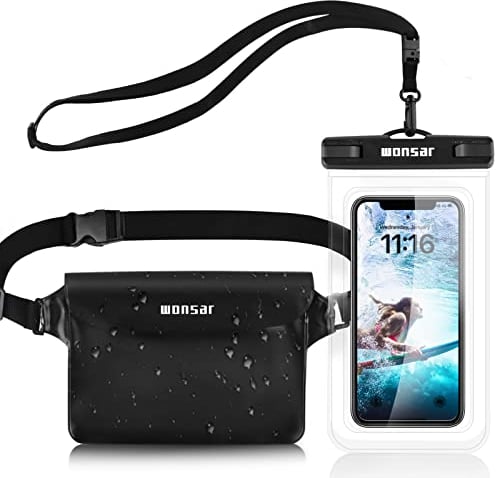 wonsar wasserdichte Tasche, wasserdichte handyhülle Unterwasser, wasserdichter Beutel, wasserfeste Tasche Bauchtasche wasserdicht für Wassersport, Strand, Schwimmen, Bootsfahrten usw