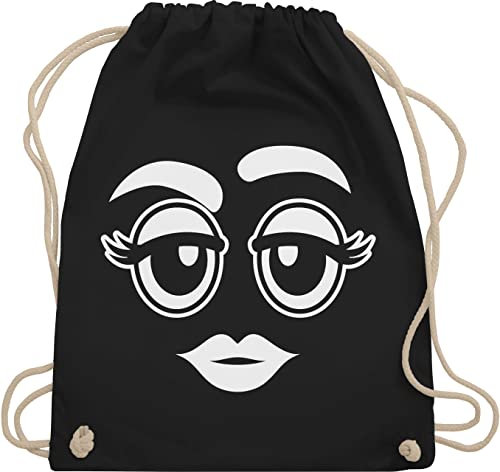 Turnbeutel Rucksack - Karneval & Fasching - Taschen - Gruppenkostüm m&m mit M und M Gesicht - Unisize - Schwarz - karnevalsbeutel faschings tasche karnevalstasche karnevals beutel wurfbeutel