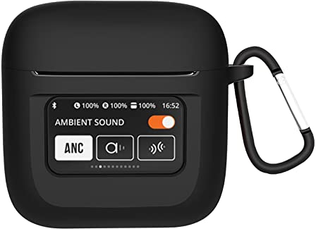 GIOPUEY Funda Compatible con JBL Tour Pro 2, Ultradelgado Silicona Case Cover, Anti-caída, Portátil - Negro