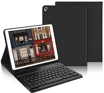 IVEOPPE Tastatur für iPad 9. Generation, Hülle mit Tastatur für iPad 10.2 (9./8./7. Generation), Magnetisch Abnehmbarer mit Deutsche QWERTZ Keyboard für Air 3 und Pro 10.5, Schwarz