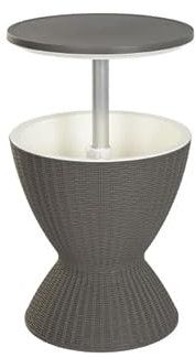 DRW Nevera camuflada en Mesa Auxiliar de Ratan Sintetico de 30 litros 200X100X75 cm Mesa y Cristal de 5 mm
