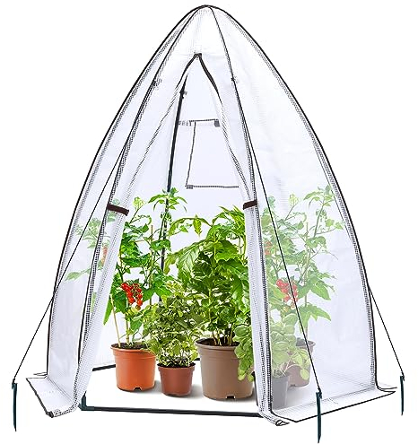 Ohuhu Gewächshaus Foliengewächshaus Überwinterungszelt für Winterschutz, PE Halbtransparente Tomatengewächshaus 160x180 cm für Pflanzen Wetterfest Mehrzwecktreibhaus Pflanzenhaus Weiß