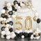 50th Birthday Decorations Black Gold Sand White - Balloon Arch Garland Kit With Champagne Gold Number 50 Foil Balloons, Happy Birthday Banner for Women Men Party Decoration