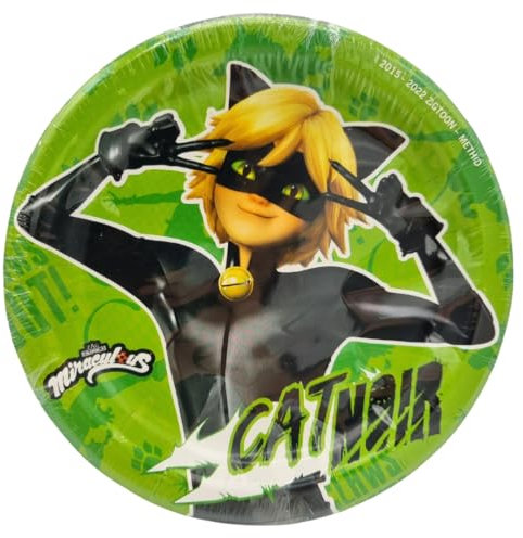 BeenSmile, CAT NOIR 8 PIATTI 18 CM, Piatti Monouso per Feste di Compleanno per Bambini, Articoli per Decorazioni di Feste a Tema