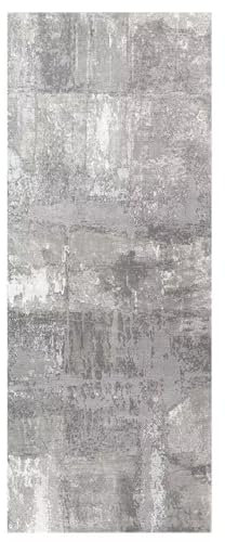 ZUZEKU Abstrakte Läufer Flur Küche Waschbar rutschfest 60X400cm Vintage Grau Lang Küchenteppich Flurteppich Teppich Fur Korridor Wohnzimmer Schlafzimmer Meterware Anpassbar