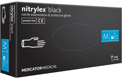 Haus-Held Nitrilhandschuhe Nitrylex - Schwarz - M - 100 Stück (50 paar) Puderfreie und Latexfrei Einweghandschuhe I Schutzhandschuhe I Strapazierfähige I Arbeitshandschuhe I Texturierte Fingerspitzen