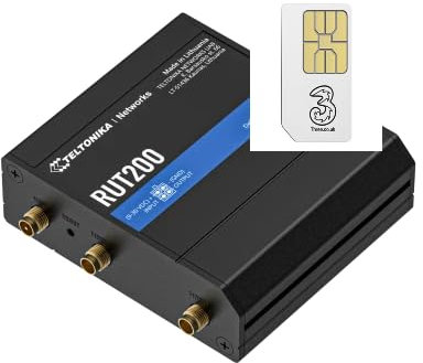 RUT200 4G LTE Cat4 Industrial M2M/IOT Router with Fixed IP Data SIM Card Bundle