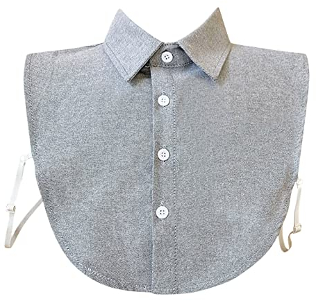 Solide Rüschenjeans für Damen, abnehmbare Bluse mit falschem Kragen, halbe elastische Taille, Hemdkragen Pulli Stehkragen Damen (Dark Gray, M)