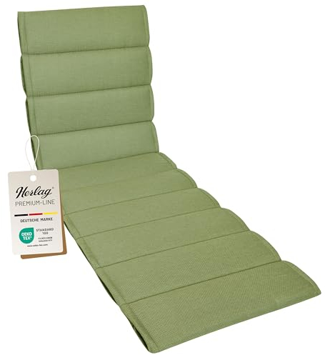 Herlag Liegenauflage Linnea 200x60x4cm | Liegestuhl-Auflage Mehrfachsteppung | Liegepolster für Gartenliege | Gartenmöbelauflage Premium-Line | Öko Tex 100 | Oliv