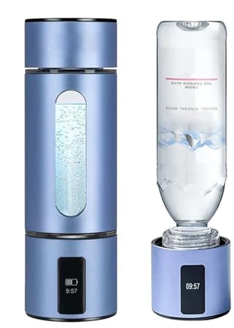 GERAZAHO Botella de Agua de hidrógeno de 230 ml, concentración Rica en hidrógeno Puro de 3000-5000 ppb, tecnología SPE PEM, ventilación de purificación, Pantalla LED, Recargable