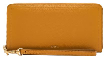 Fossil Damen Logan Gelb Leder Zip Clutch Tasche, SL7831763