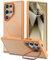 Beeasy Funda para Samsung Galaxy S24 Ultra con Soporte, [Compatible con MagSafe] Carcasa Magnética para S24 Ultra,Protección Grado Militar, Antigolpes Resistente Arañazos,Translúcido Naranja