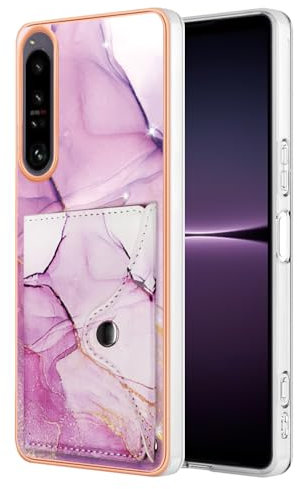 BRAND SET Étui de téléphone Mobile Sony Xperia 1 IV,Coque de téléphone TPU à Motif en marbre Super Doux avec Un Portefeuille portable-001