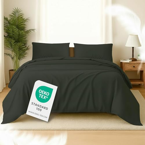 Softex Royal Bettwäsche 135x200 cm 2-teiliges Set – Hochwertige Baumwolle, Bettbezug 135 x 200 + 1 Kissenbezug 80x80 cm, Öko-TEX, YKK Reißverschluss, hautfreundlich & 60° waschbar, Anthrazit