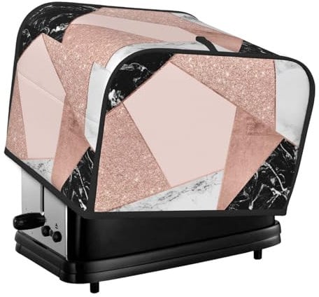 Toaster Cover, 4 Slice Toasters Dust Cover Bread Maker Cover Toaster Oven Cover, Rose Gold Glitter Black White Marble Geometric