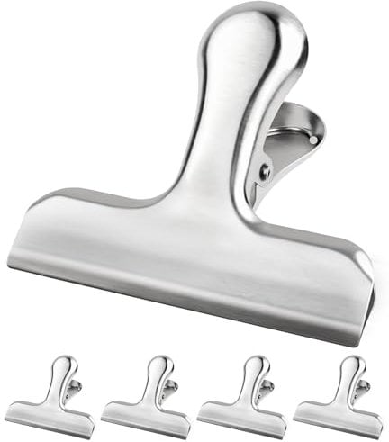 Caianwin 5 Pcs Bulldog Clips 55mm/2,2 Inch Paper Clamps Metal Clips for Organizing Files, Bags, Food and Photo for Home, Kitchen, School and Office