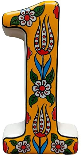 Ceramic house numbers with tulip design and several colors (Yellow, 1)