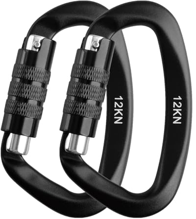 TRIWONDER Karabiner mit 1200kg Belastbarkeit, Karabinerhaken Schlüsselanhänger aus Aluminium, D Form Karabiner Set für Hängematten, Camping, Wandern, Angeln