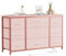 Patikuin Commode rose pour chambre à coucher avec prises de courant, meuble TV 140 cm avec dessus en bois, commode à 10 tiroirs avec grand espace de rangement, commode large avec rangement en tissu