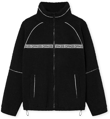 OAK25 Teddyfleece Jacke Schwarz – Everyday Fleece | Unisex, Sherpa Fleecejacke, Herbst, Winter, Teddy Jacke, Reflektierende Details