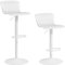HOMCOM Conjunto de 2 Taburetes Altos de Cocina Sillas Altas de Cocina Giratorias con Respaldo y Altura Ajustable Carga 120 kg para Bar Salón Comedor Blanco