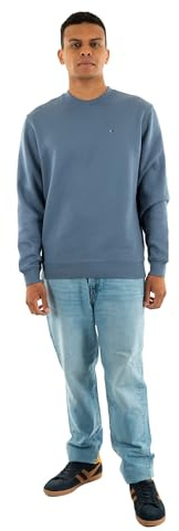 Tommy Jeans Herren Sweatshirt Regular Fit Flag Fleece Rundhalsausschnitt, Blau (Blue Moment), XL